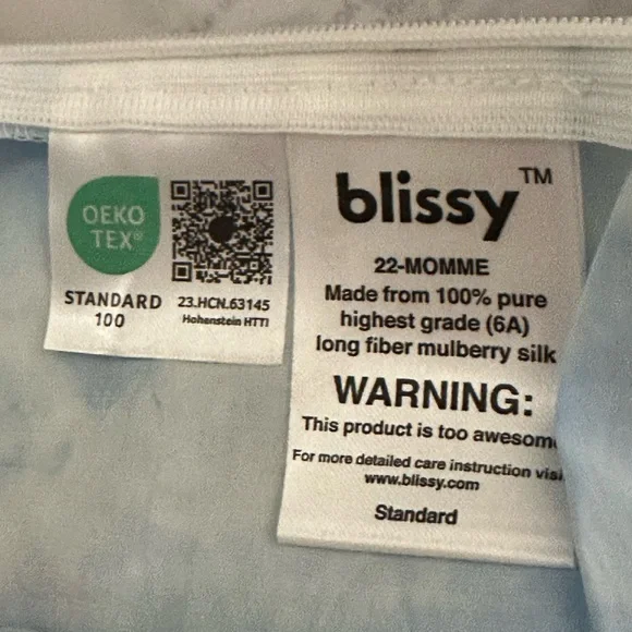 Blissy 22-Momme 100% Mulberry Silk Pillowcase in Tie Dye Standard Size 20”x 26” - Picture 8 of 8